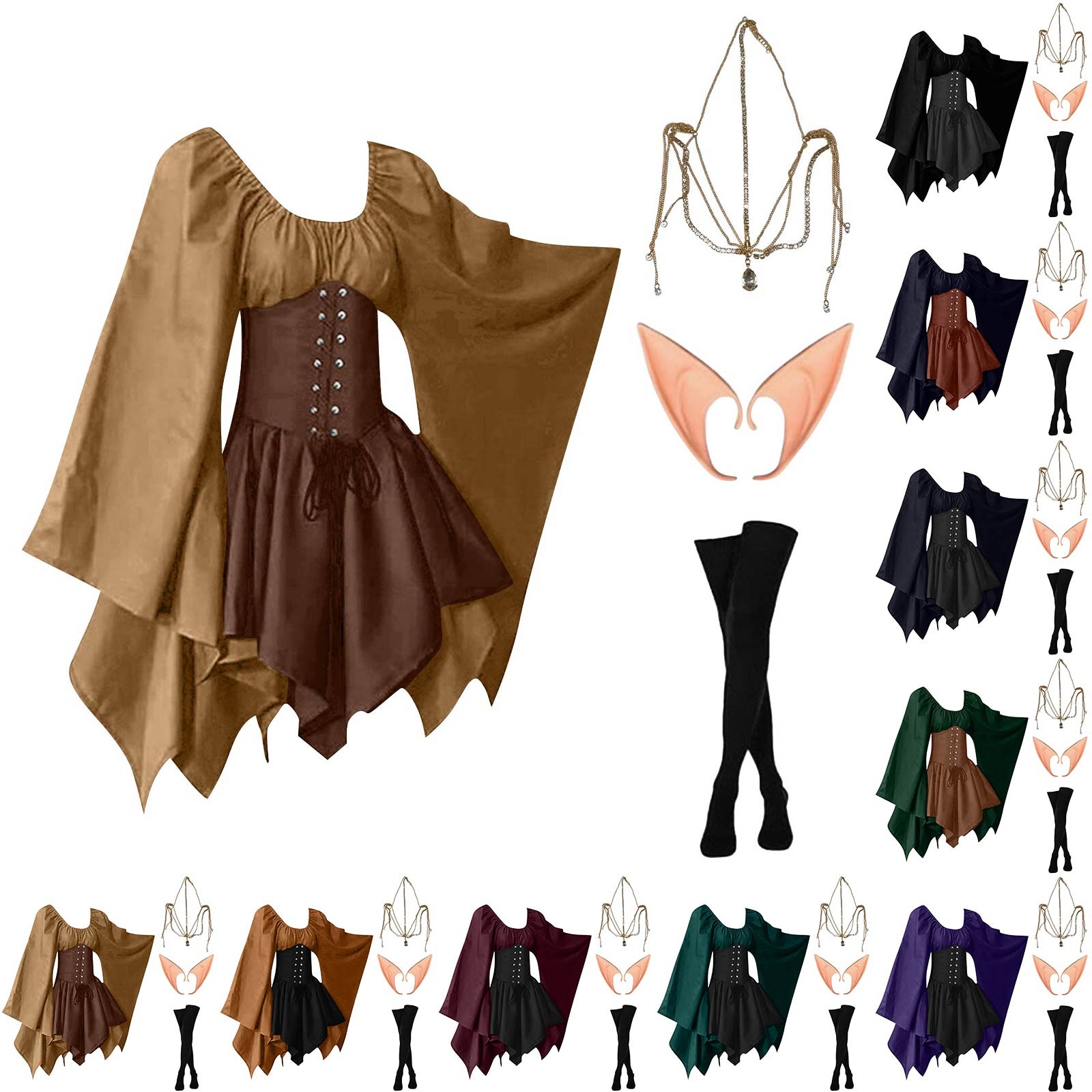 Elf Costume Christmas - Halloween Cosplay Palace Victoria Medieval Vintage