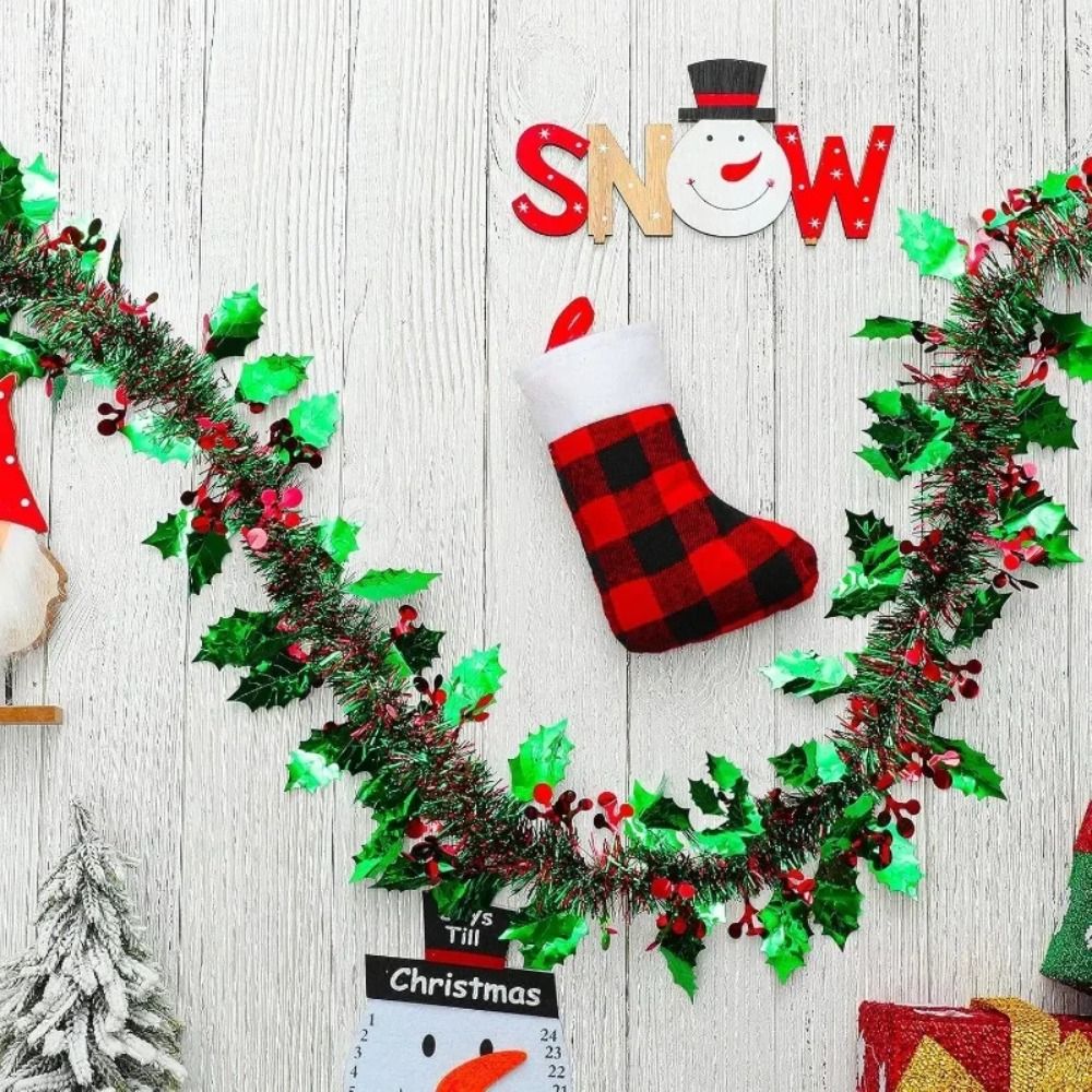 Tinsel Garland Decoration - 2PCS Reusable 2M Christmas Garland Shiny