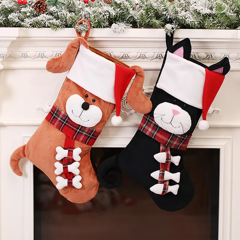 Christmas Stocking Hanging - 3D Animal Christmas Stockings Plush Dog