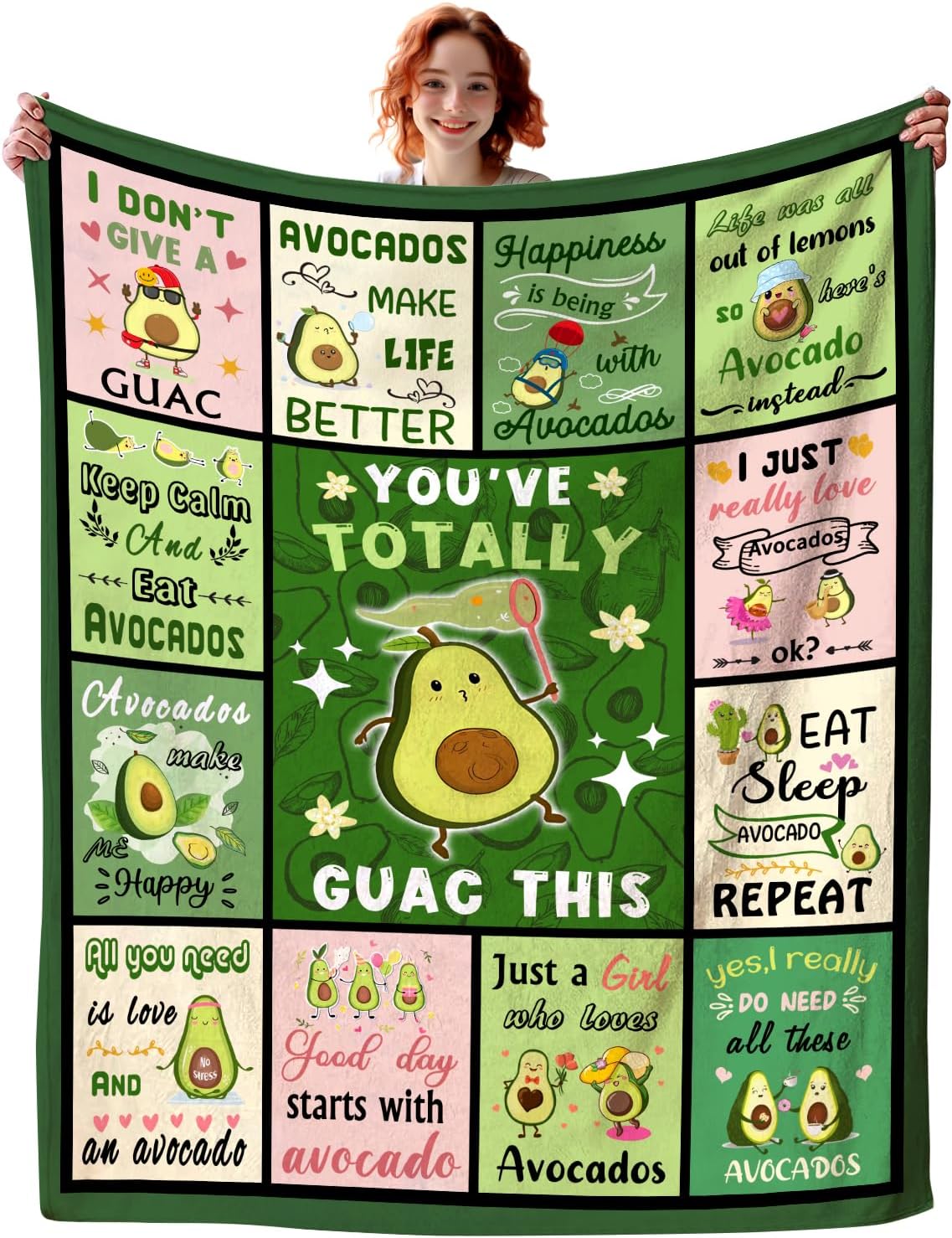 Christmas Throw Blanket - Avocado Blanket Cartoon Avocados Throw Blankets