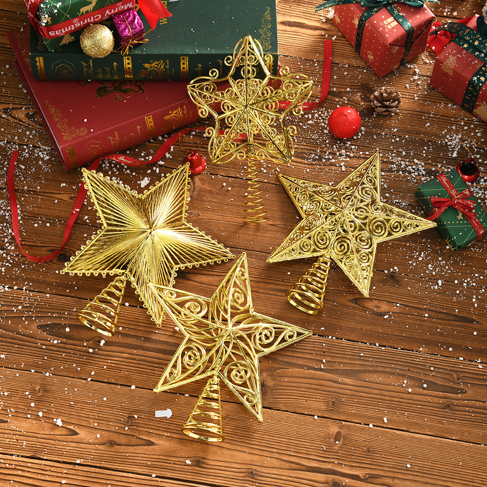 Star Tree Topper - Gold Glitter Christmas Tree Top Iron