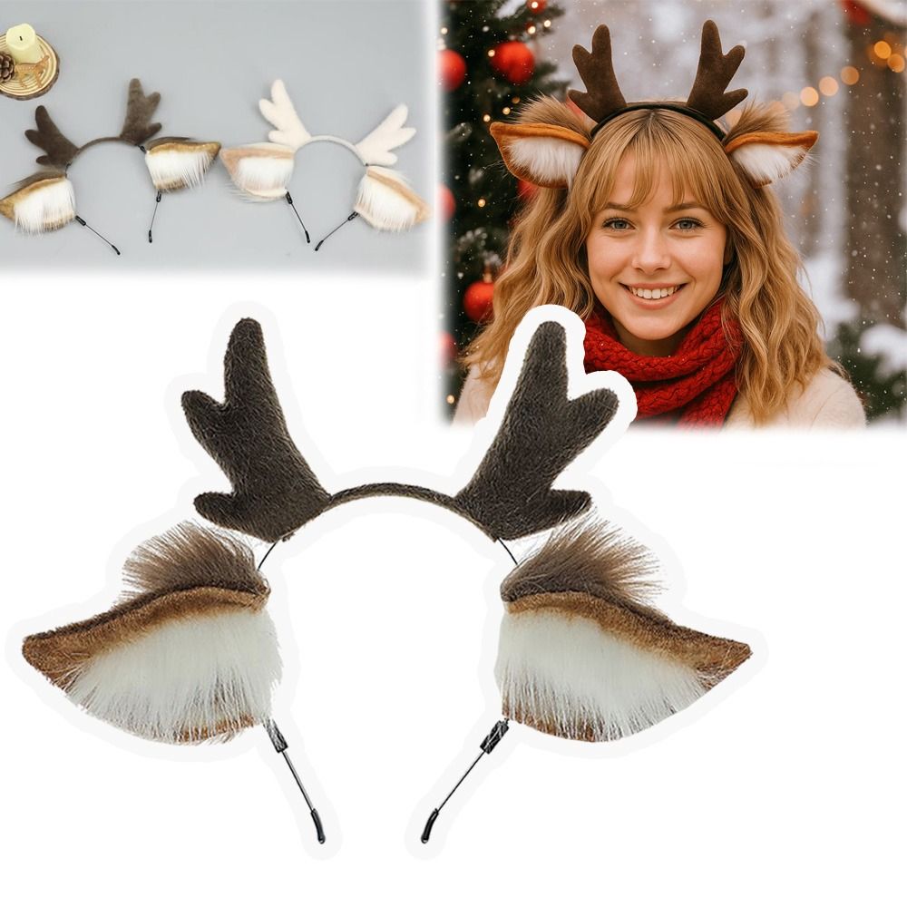 Reindeer Antlers Headband - Unisex Deer Ears Reindeer Antler Headband