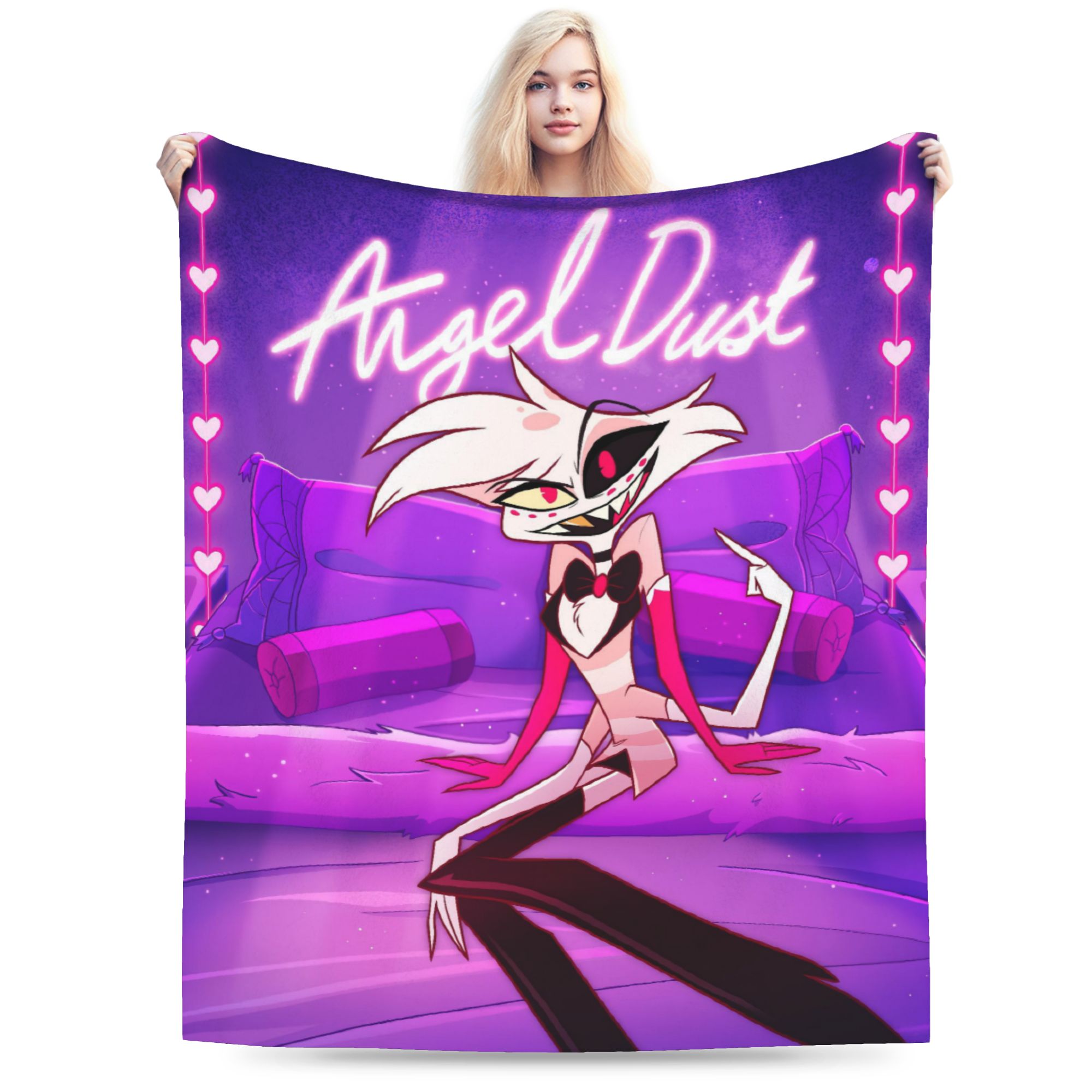 Christmas Throw Blanket - Cartoon Hazbins Hotels Angel Dusts Blankets