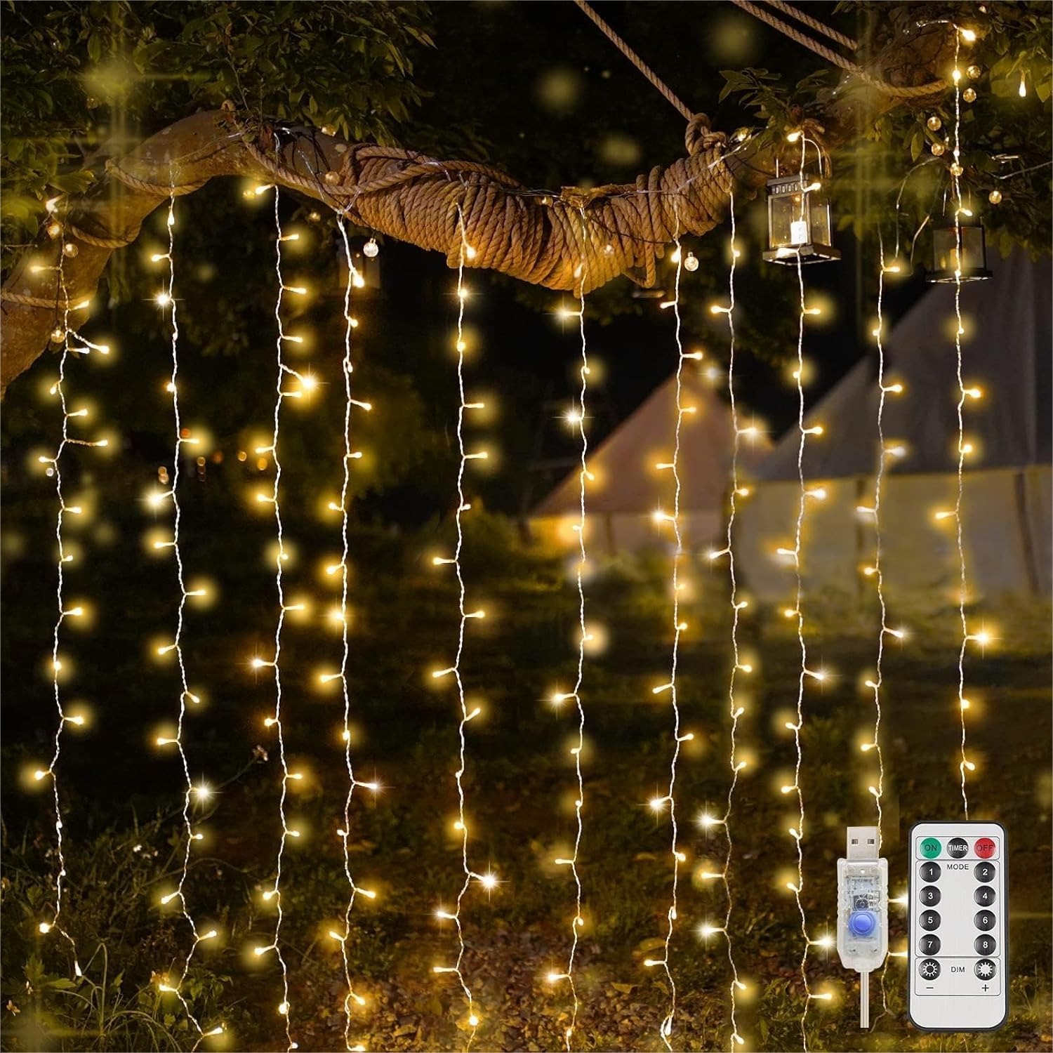 Christmas Lights Outdoor - Curtain Lights For Bedroom 200 Led
