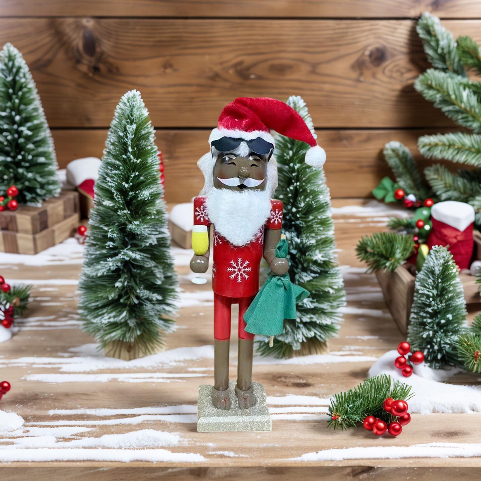 Nutcracker Figurine - Nutcracker Ornaments Christmas African Santa Collectible