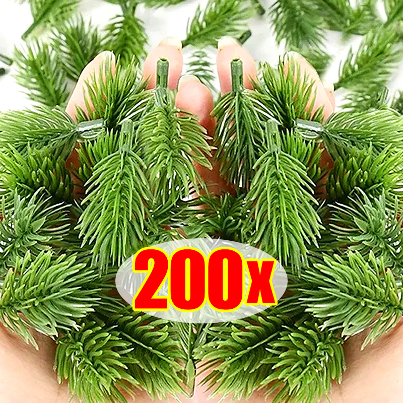 Christmas Tree Artificial - 200/10Pcs Artificial Pine Needles Christmas Green