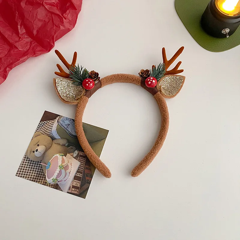 Reindeer Antlers Headband - Christmas Headband Reindeer Antlers Horn Flower