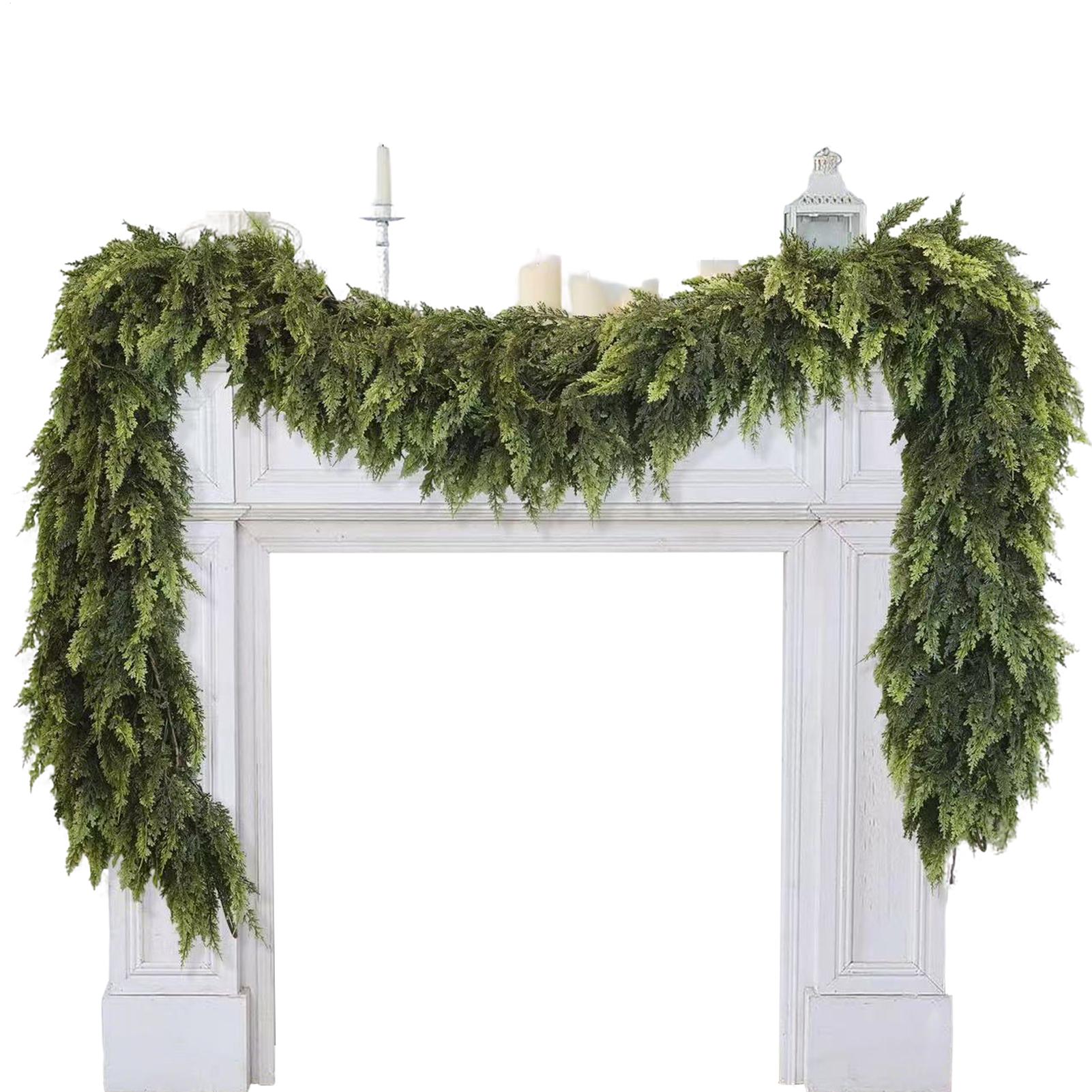 Christmas Wreath Fake - Christmas Garlands Artificial Green Pine Decoration