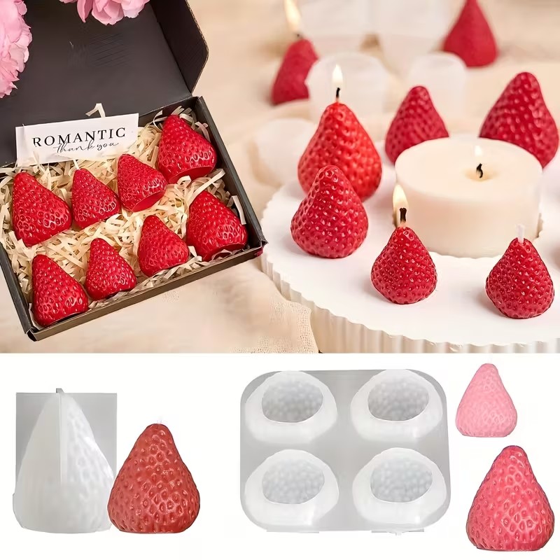 Holiday Candle Set - Strawberry Silicone Candle Mold for DIY