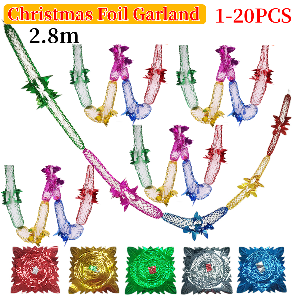 Tinsel Garland Decoration - Christmas Foil Garland Ceiling Hanging Tinsel