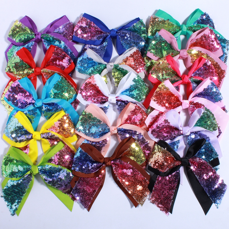 Ribbon Bow Gift - 12CM Big Bling Sequins Grosgrain Hair