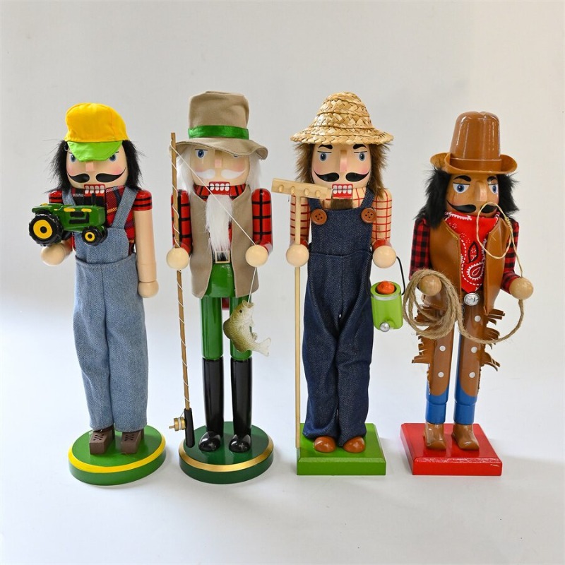 Nutcracker Figurine - Wooden Nutcracker Soldiers Driver Fisherman Cowboy