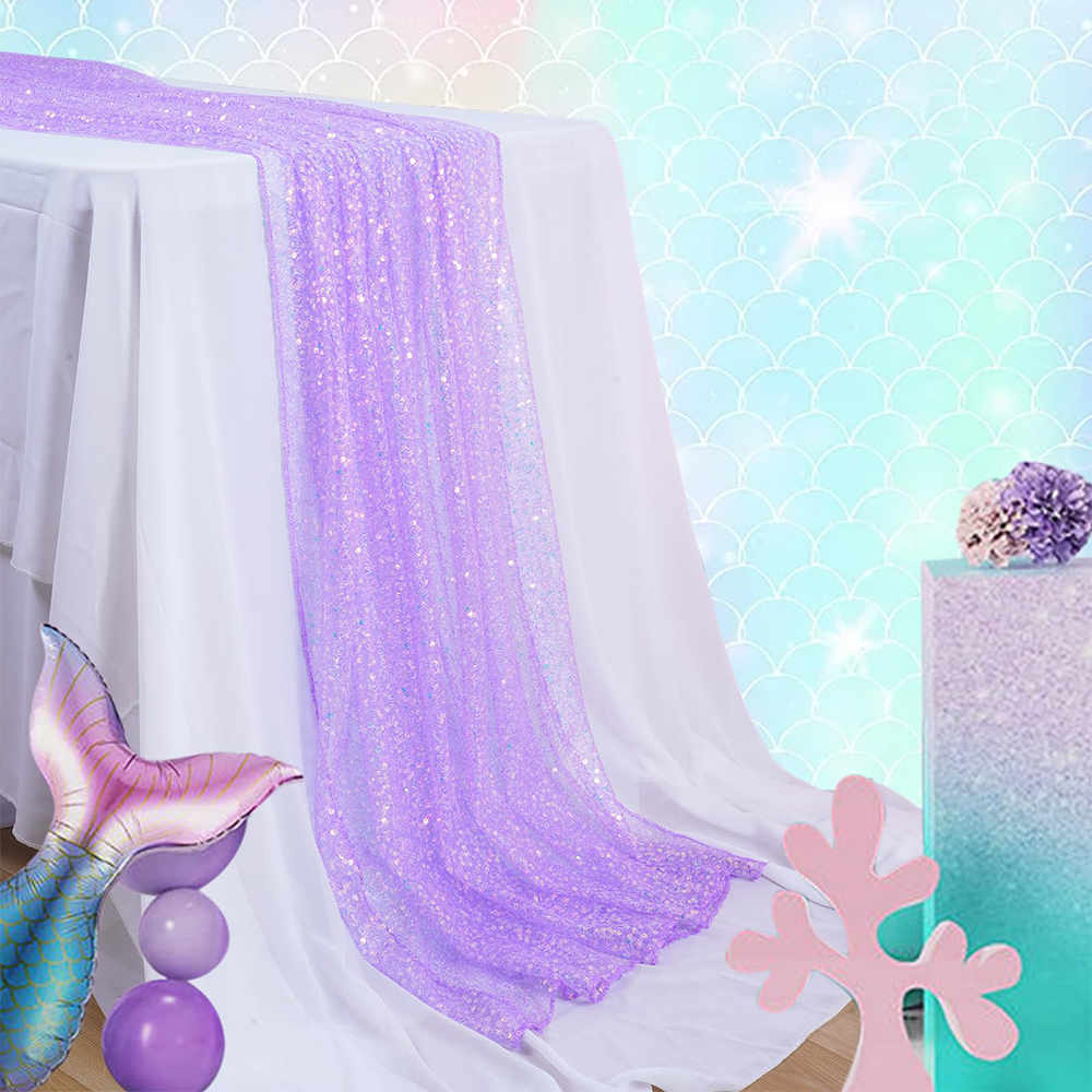 Christmas Table Runner - Mermaid Table Runner Iridescent Sequin Glitter