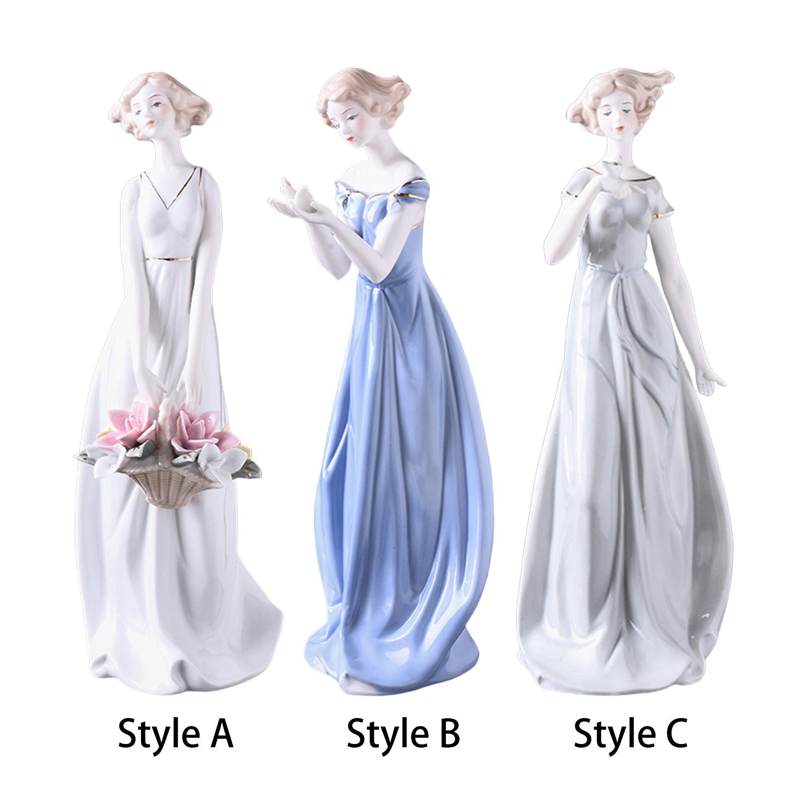 Nutcracker Figurine - Porcelain Lady Statue Centerpiece Ornament Ceramic