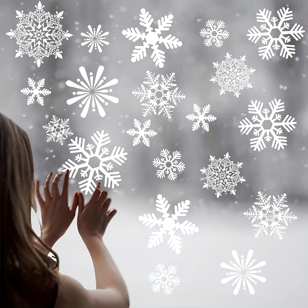 Snowflake Window Decal - 137Pcs Winter Snowflake Static Cling Stickers-Reusable