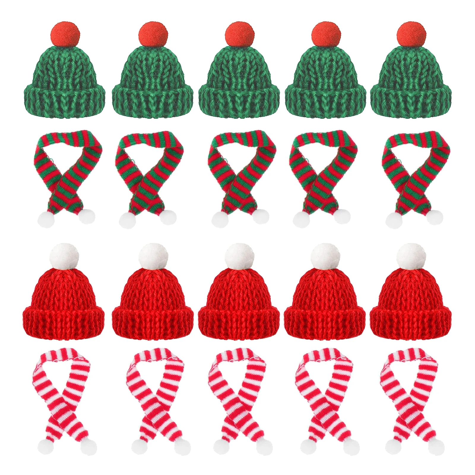 Santa Hat Plush - 10/20pcs Mini Santa Hat & Scarf