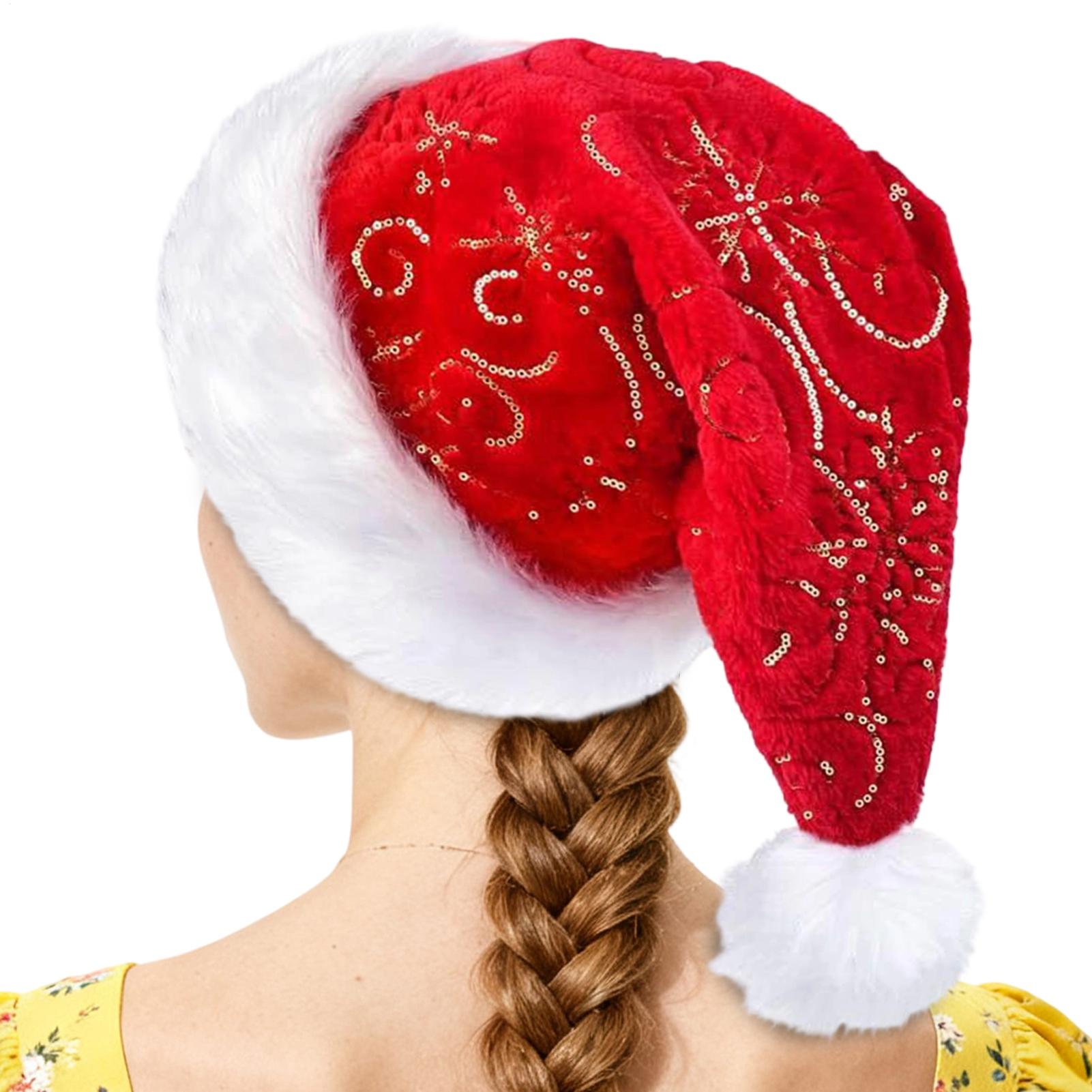 Santa Hat Plush - Plush Christmas Hat Portable Winter Reusable