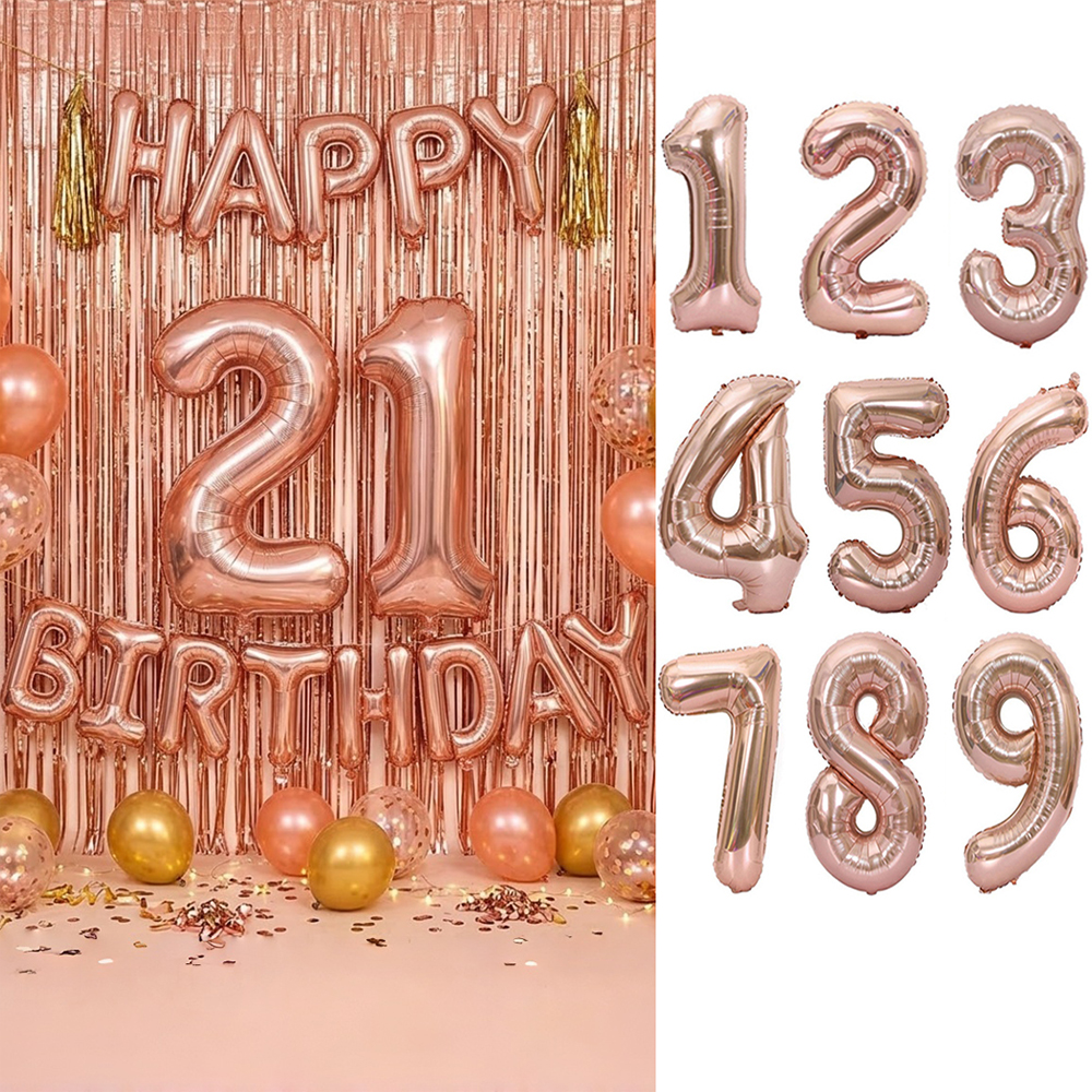 Tinsel Garland Decoration - Happy Birthday 32Inch Number Foil Balloon