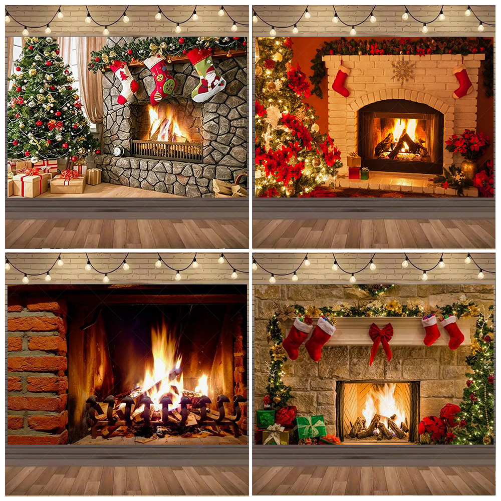 Christmas Stocking Hanging - Christmas Photography Backdrop Xmas Tree Christmas