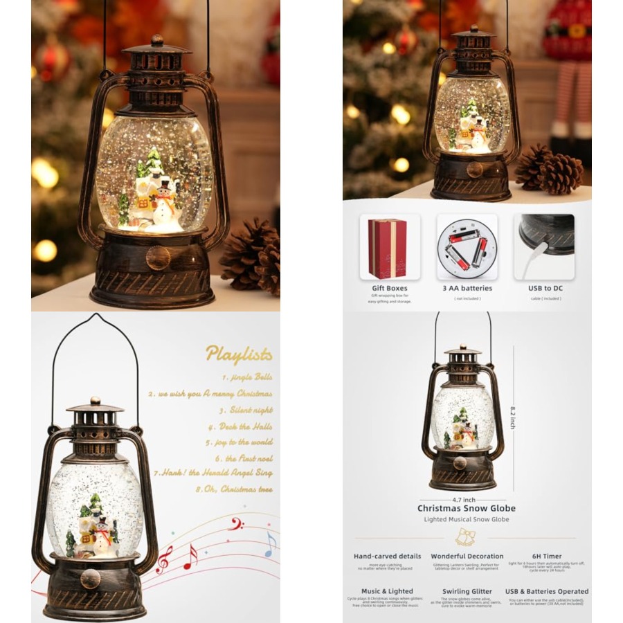 Snow Globe Musical - Christmas Decorations Snow Globes Musical Light