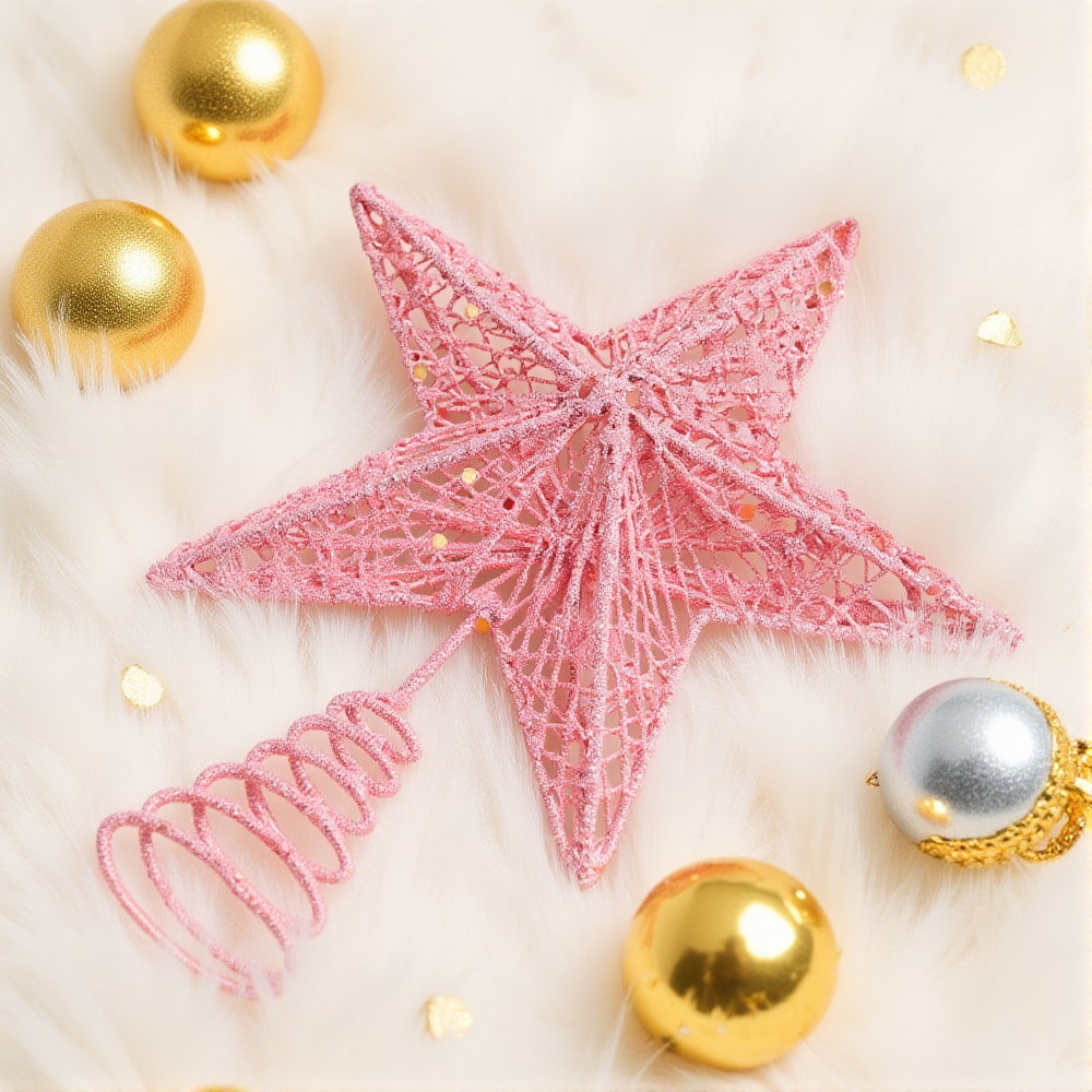 Star Tree Topper - Christmas Pink Pentagon Top Star Tree