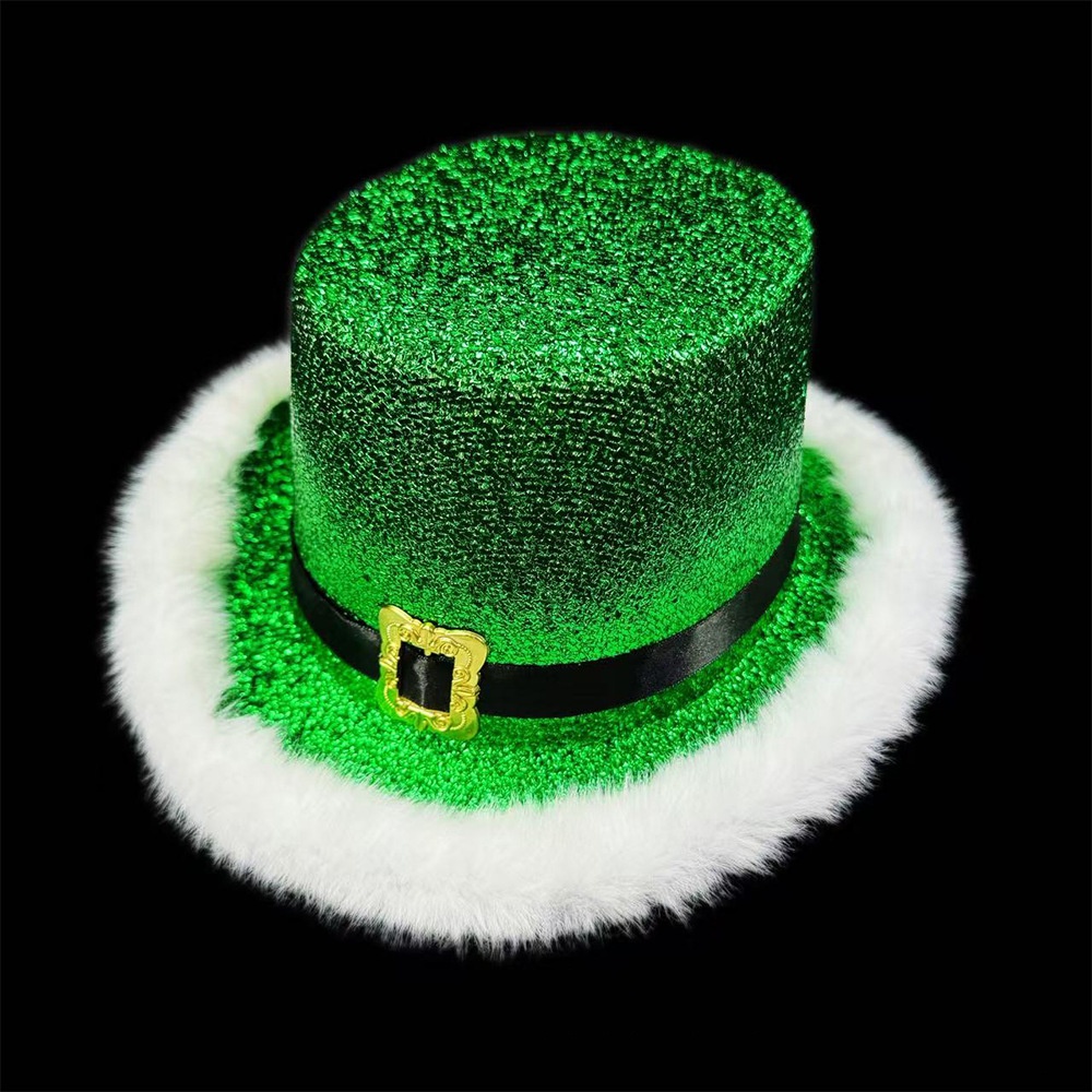 Santa Hat Plush - Santa Claus Cap Shiny Glitter Hat