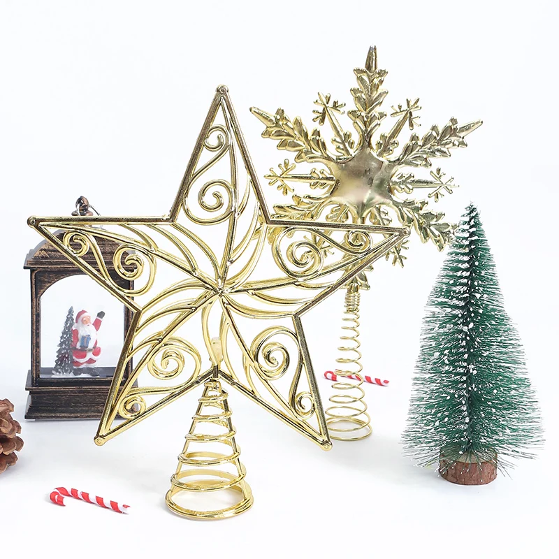 Star Tree Topper - Gold Glitter Metal Tree Topper Star