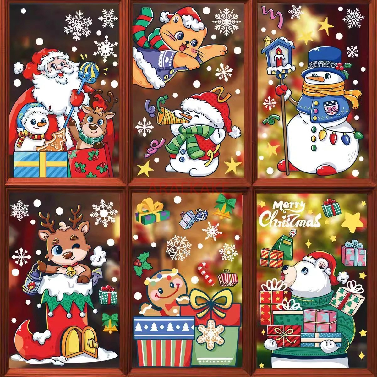 Snowflake Window Decal - 1set Snowman Static Window Sticker White