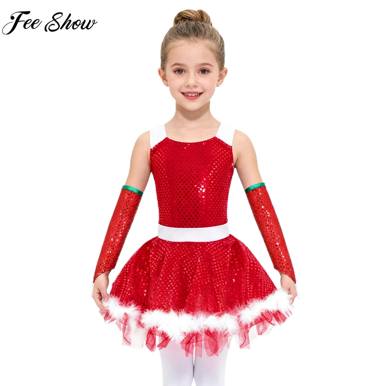 Elf Costume Christmas - Kids Girls Christmas Figure Skating Ballet