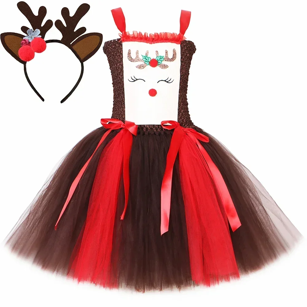 Reindeer Antlers Headband - Christmas Party Tutu Dress Rudolph Reindeer