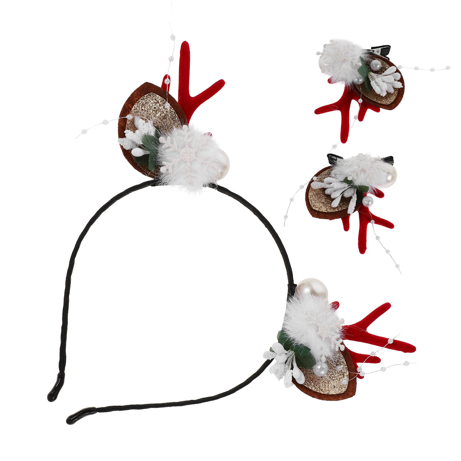Reindeer Antlers Headband - 4Pcs Festive Reindeer Antlers Hair Hoop