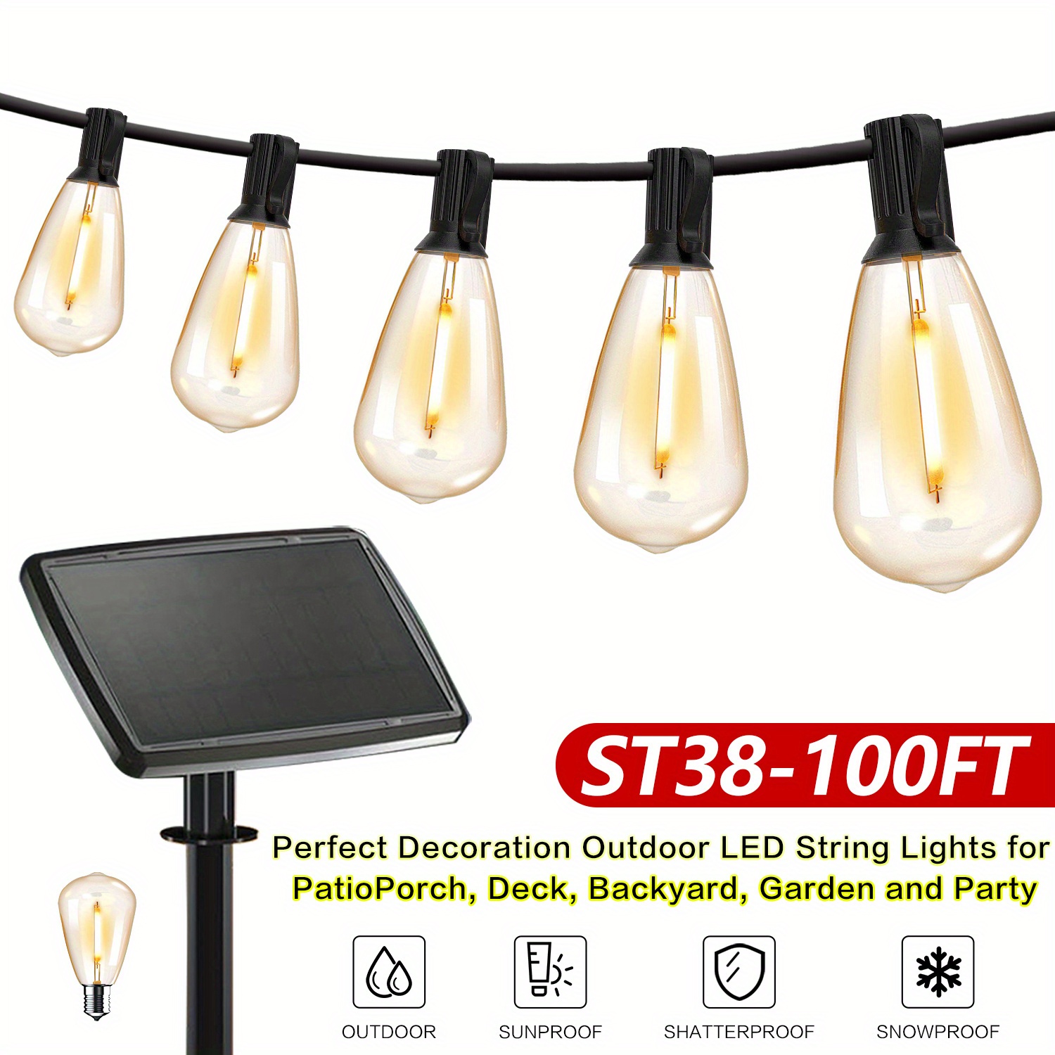 Christmas Lights Outdoor - 50/100 Ft Solar Outdoor String Light,