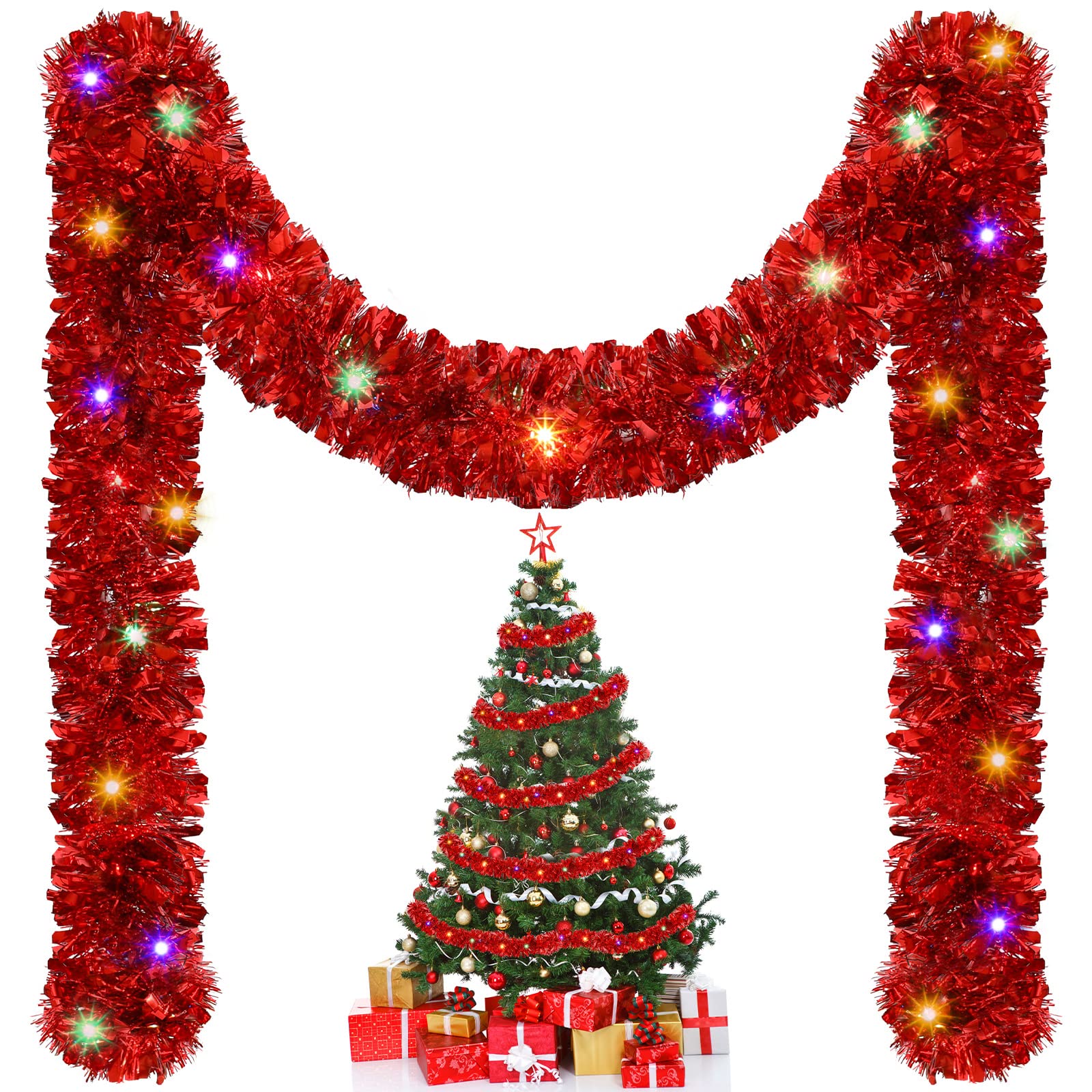 Tinsel Garland Decoration - 1/3pcs 5M Christmas Tinsel Garland Decorations,Indoor/Outdoor