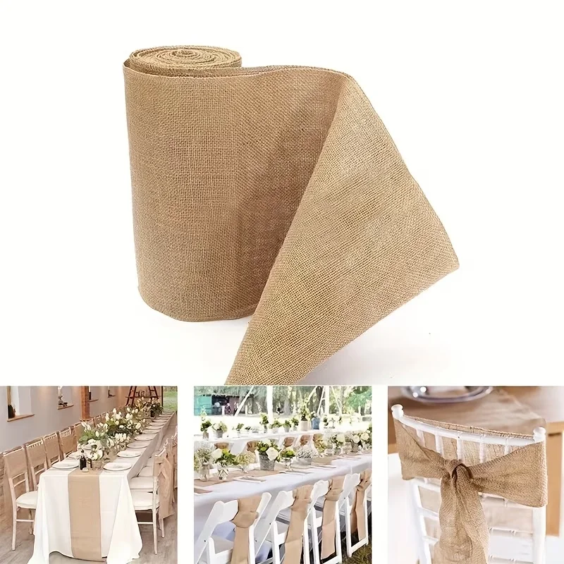 Christmas Table Runner - Natural Beige Burlap Roll 30cmx10m -