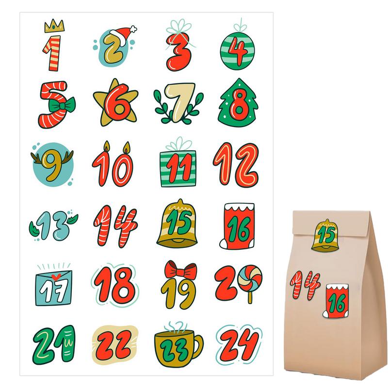 Advent Calendar Gift - Merry Christmas Stickers Advent Calendar Number