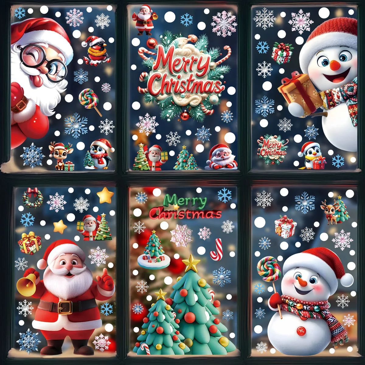 Snowflake Window Decal - 2025 Christmas Static Window Clings -