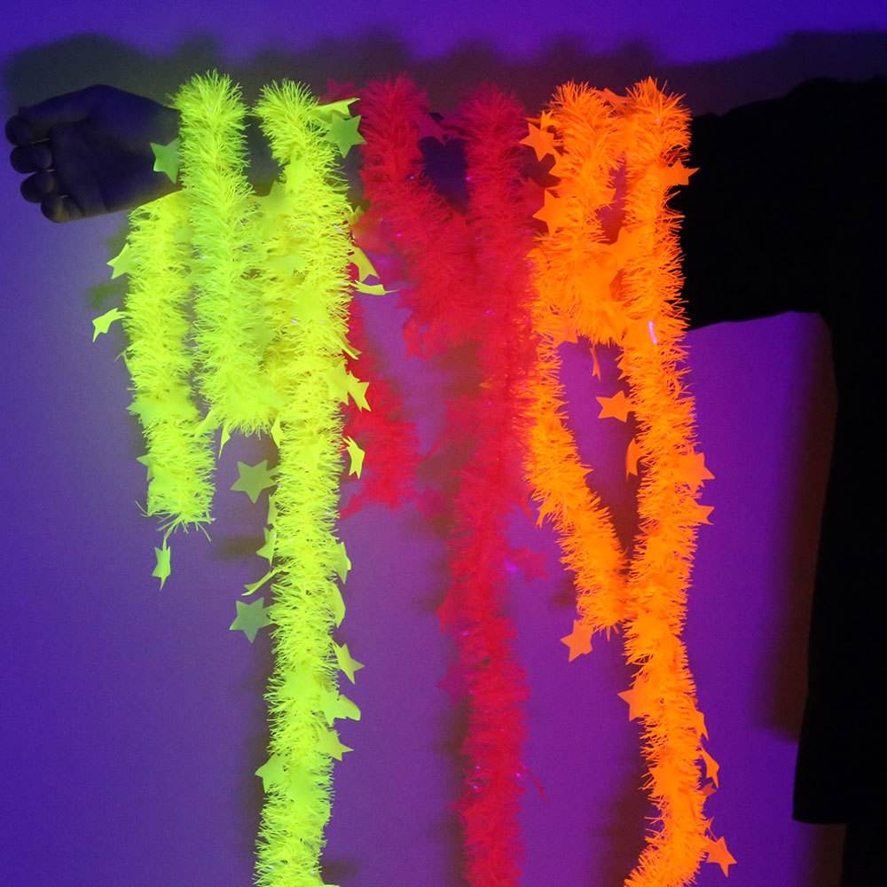 Tinsel Garland Decoration - Birthday Theme Fluorescent Macaron Tinsel Garland,