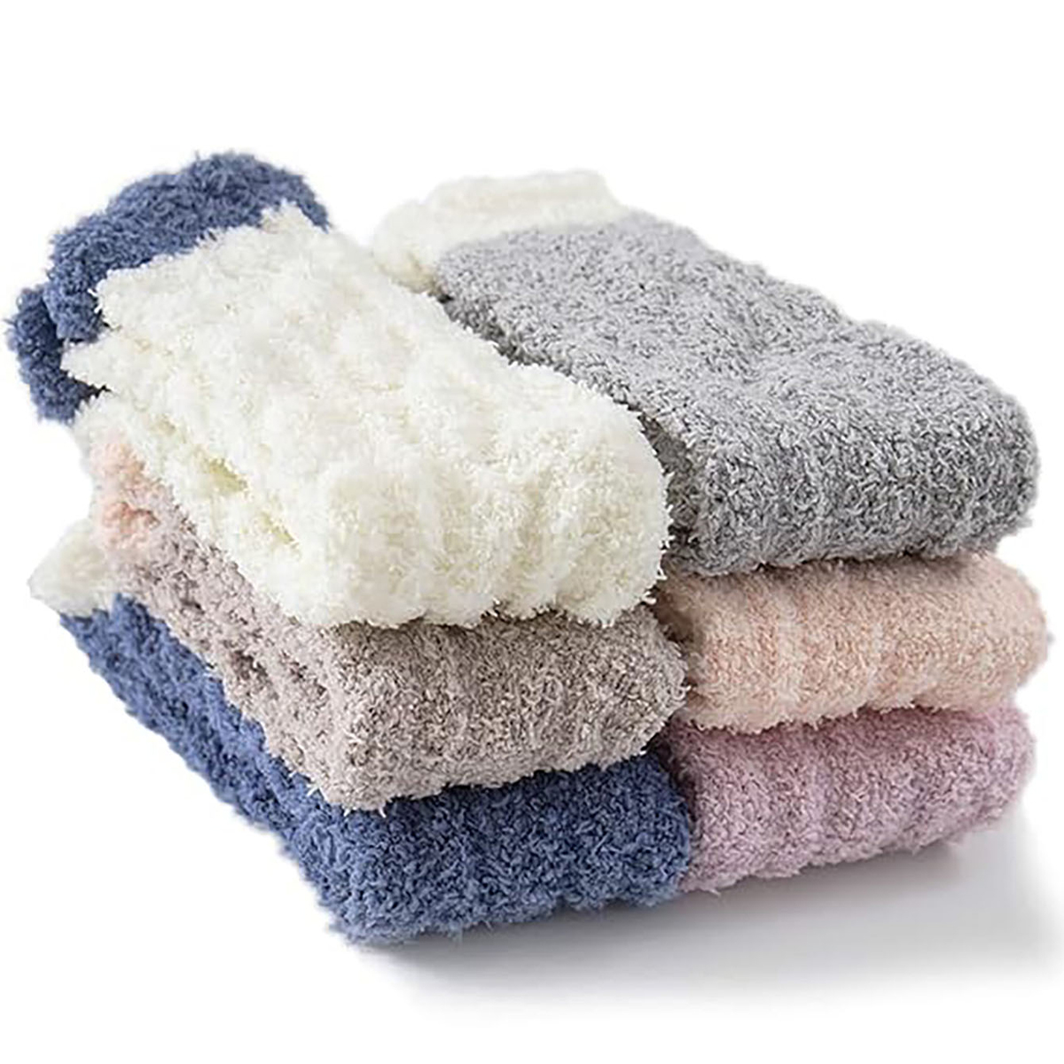Christmas Stocking Hanging - 6/12 Pairs of Fuzzy Socks Soft