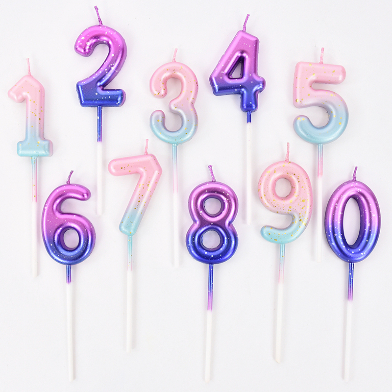 Holiday Candle Set - Gradient Color 0-9 Birthday Number Candle