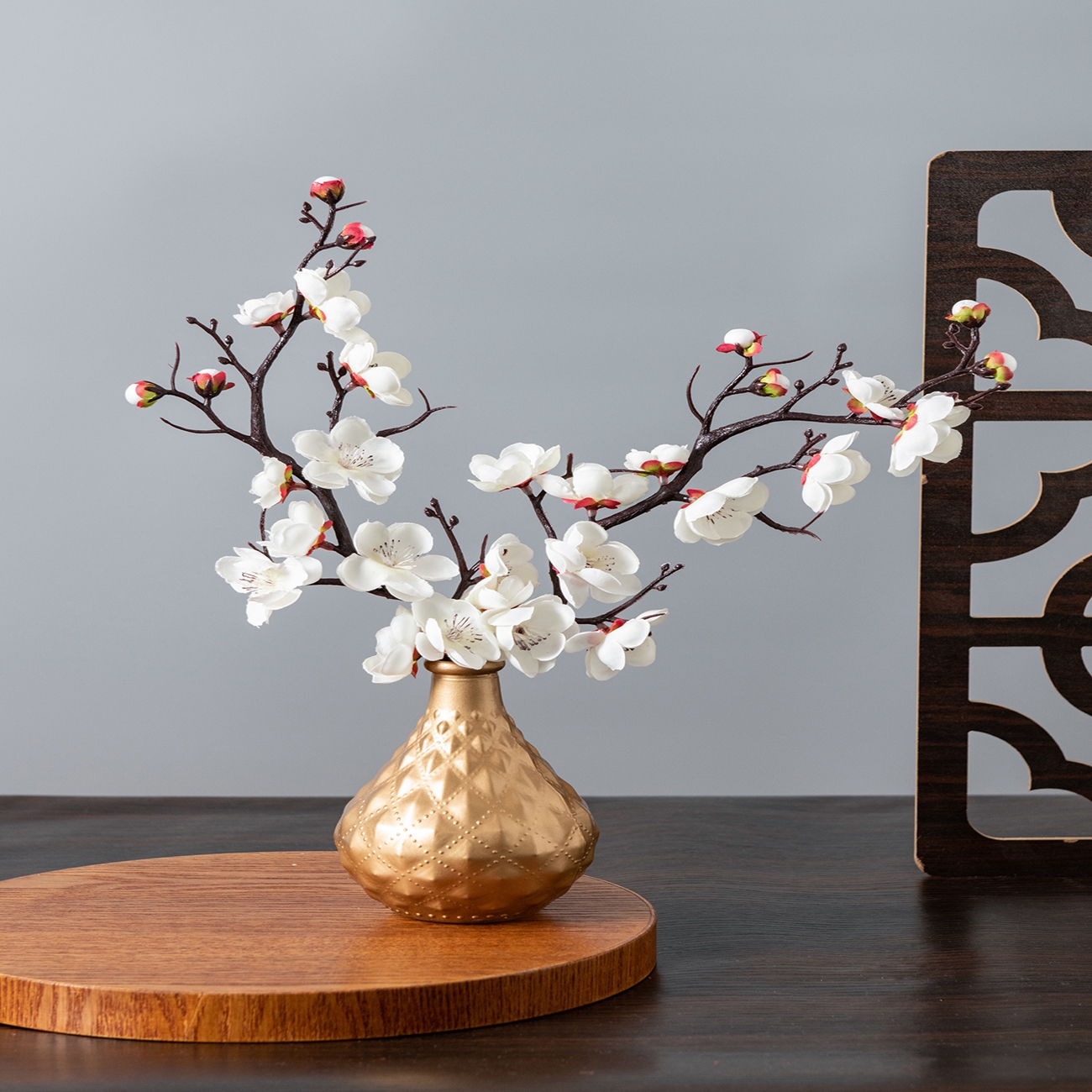 Christmas Wreath Fake - Artificial Flower Spring Plum Blossom Peach