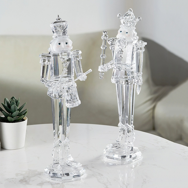 Nutcracker Figurine - Acrylic Character Statues,Nutcracker Soldier Sculpture Ornament,Transparent