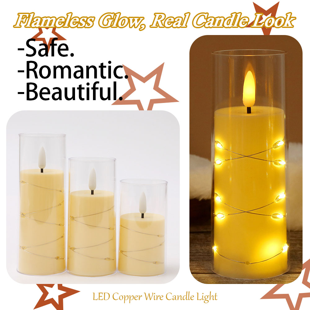 Holiday Candle Set - 3pcs/set LED Copper Wire Flameless Candle