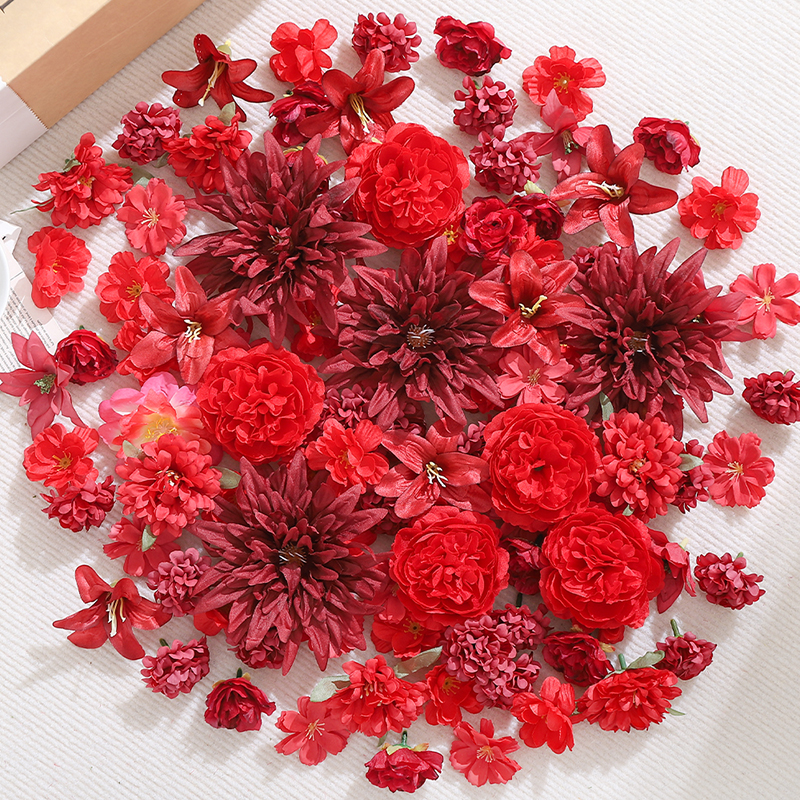 Christmas Wreath Fake - 20Pcs Red Artificial Flowers Head for