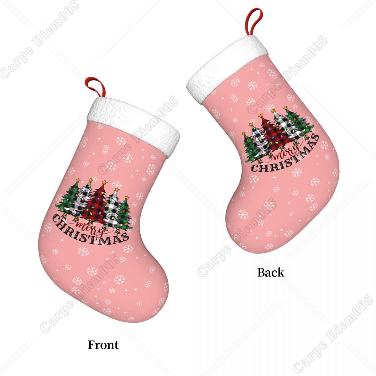 Pink Snowflakes Christmas Tree - Christmas Stocking Hanging ulasan dan harga