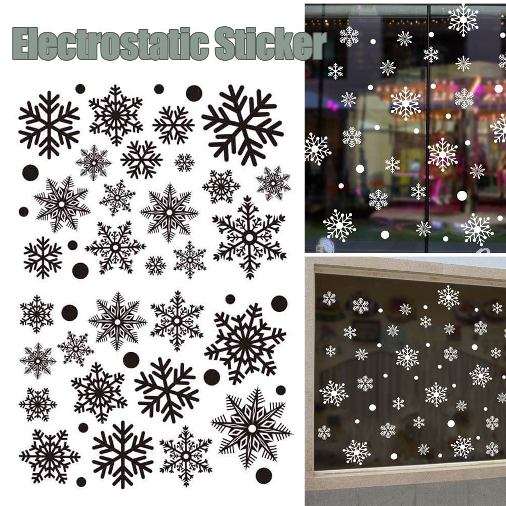 30pcs PVC Christmas Snowflakes - Snowflake Window Decal ulasan dan harga