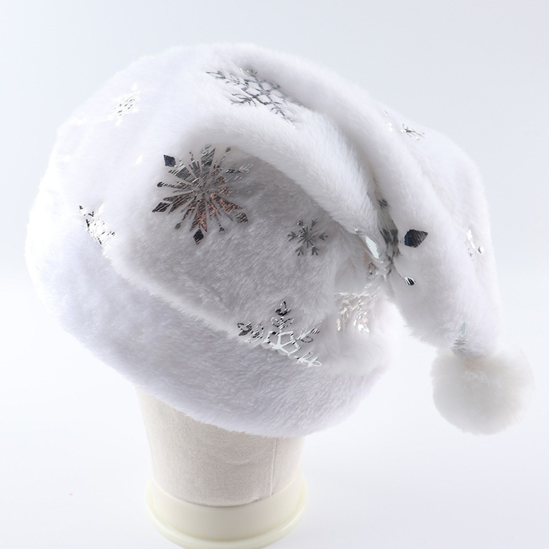 White Plush Christmas Hat Gold - Santa Hat Plush ulasan dan harga