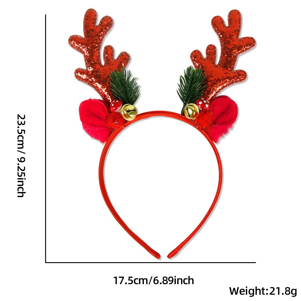 1/2pcs Christmas Glitter Deer  - Reindeer Antlers Headband ulasan dan harga