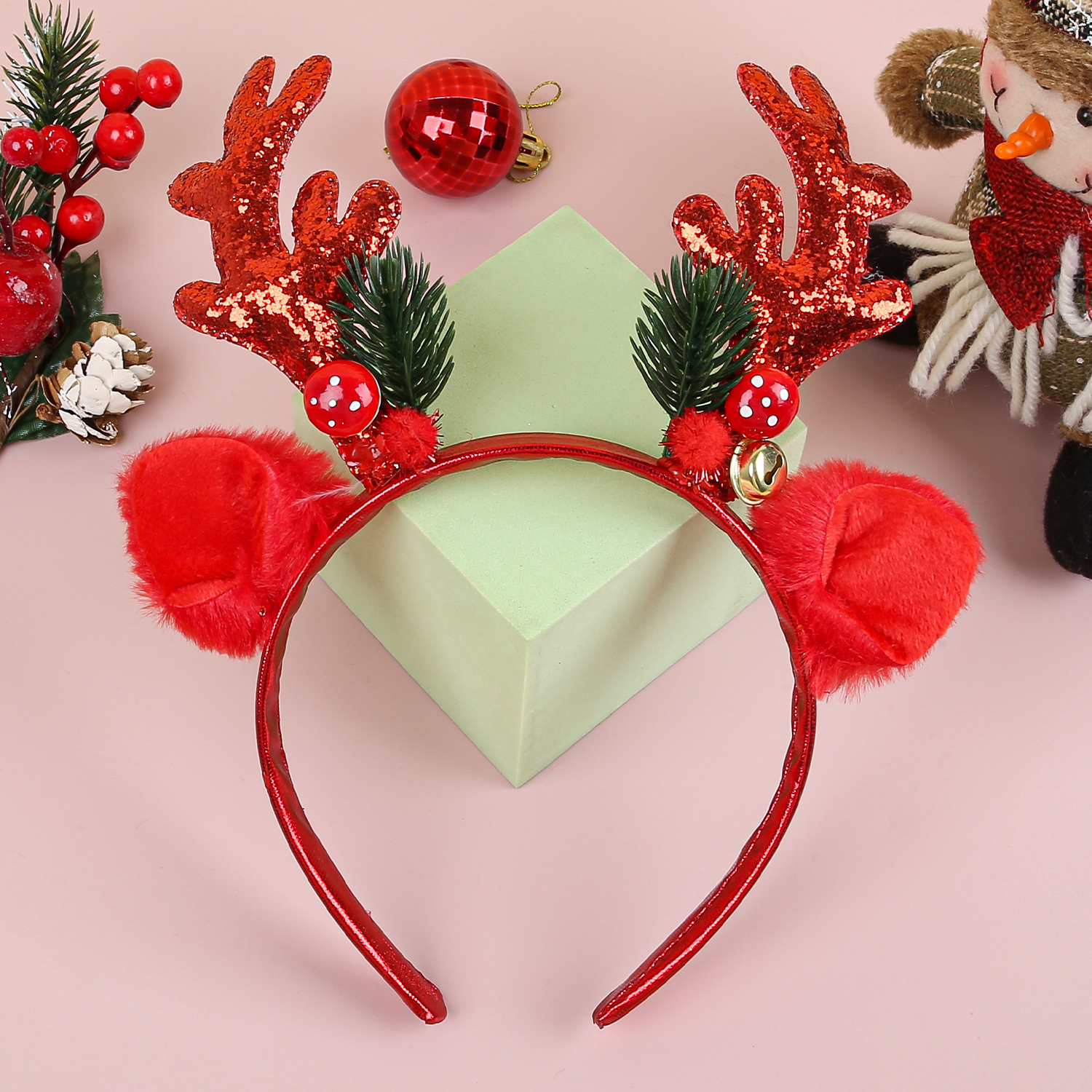 1/2pcs Christmas Glitter Deer  - Reindeer Antlers Headband ulasan dan harga