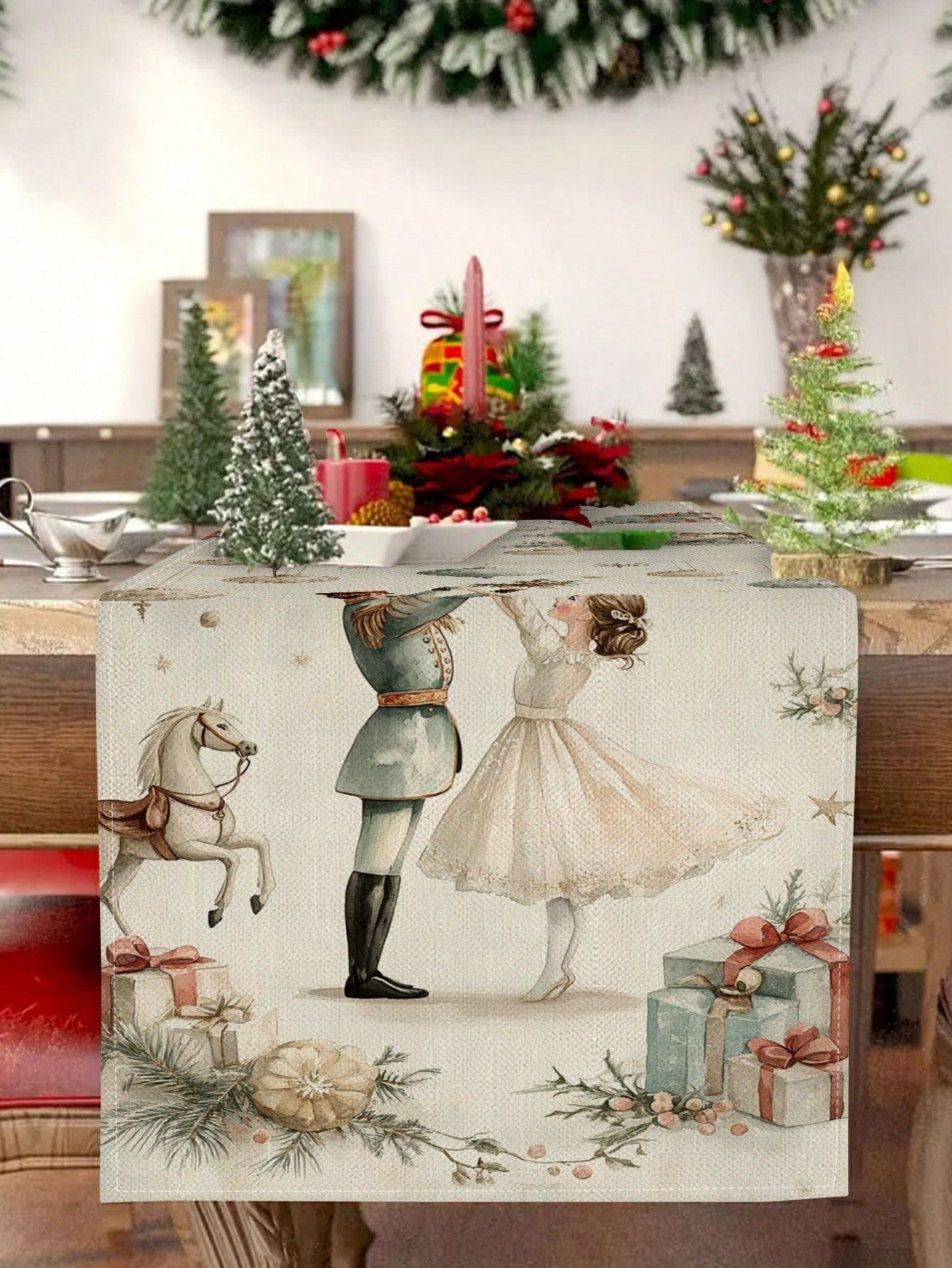 1pc Christmas Nutcracker & Bal - Christmas Table Runner ulasan dan harga
