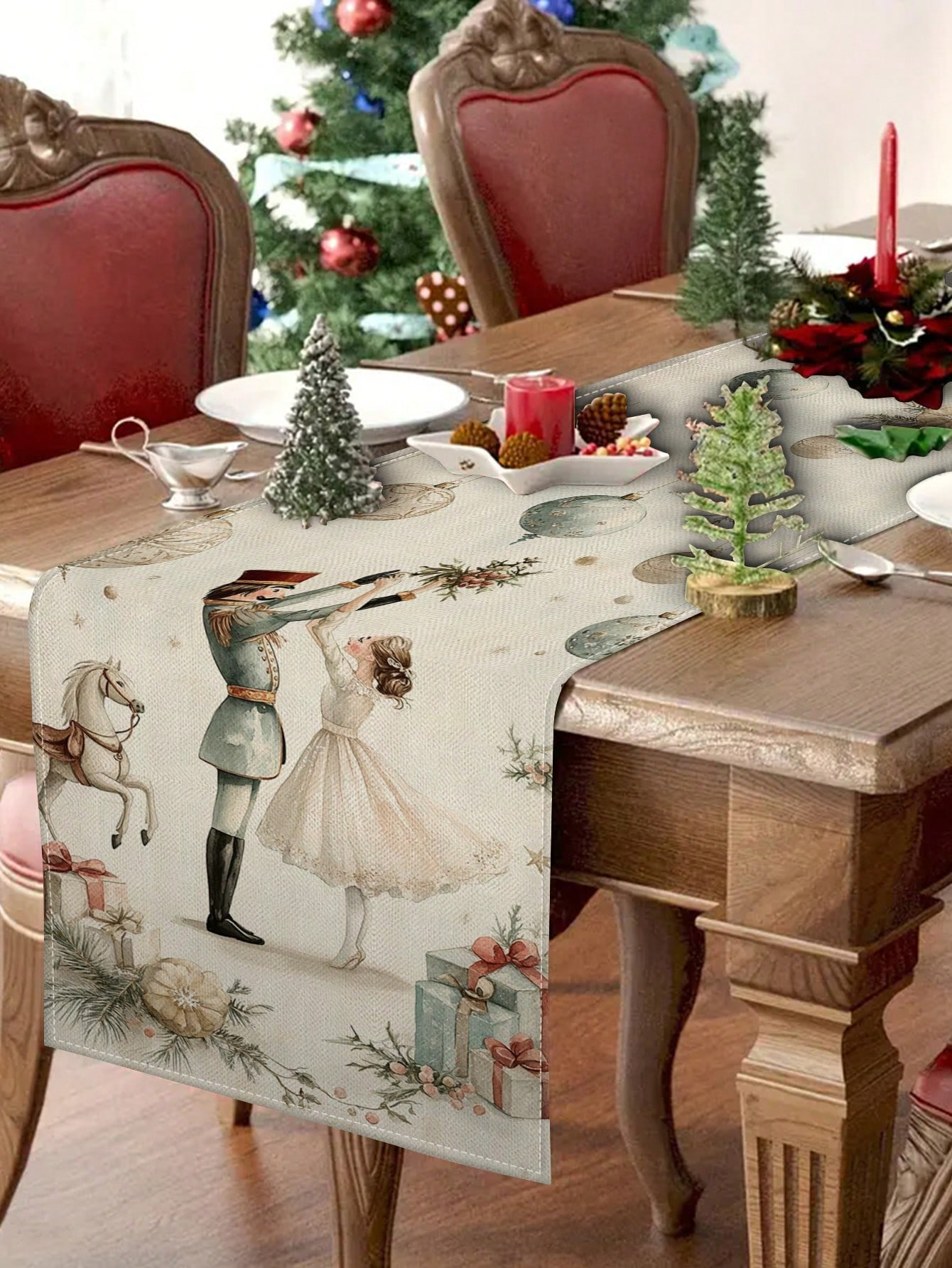 1pc Christmas Nutcracker & Bal - Christmas Table Runner ulasan dan harga